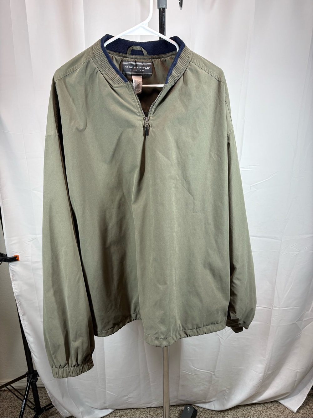 Page & Tuttle Olive Lightweight Quarter-Zip Shirt Jacket